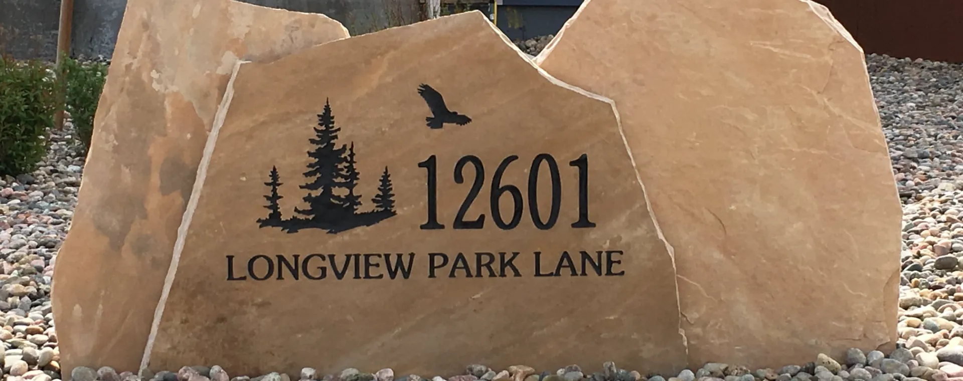 Stone address sign engraving