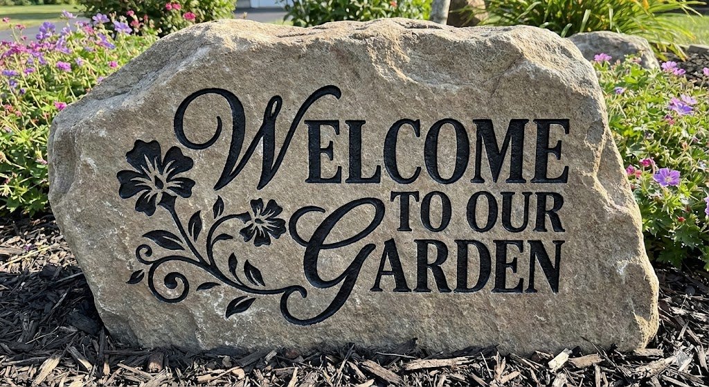 Decorative landscape stone engraving