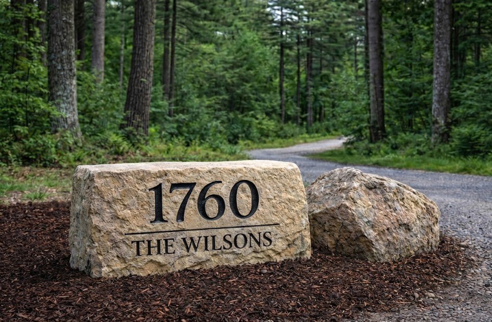 Stone address sign example